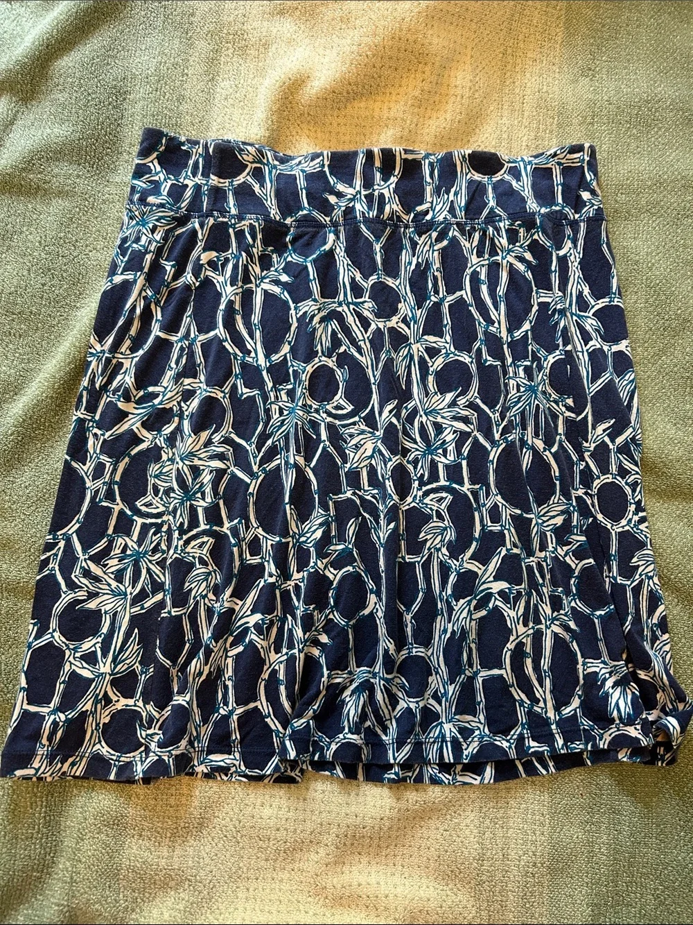 Lilly Pulitzer Navy Floral Chain-Print Mini Skirt Sz L